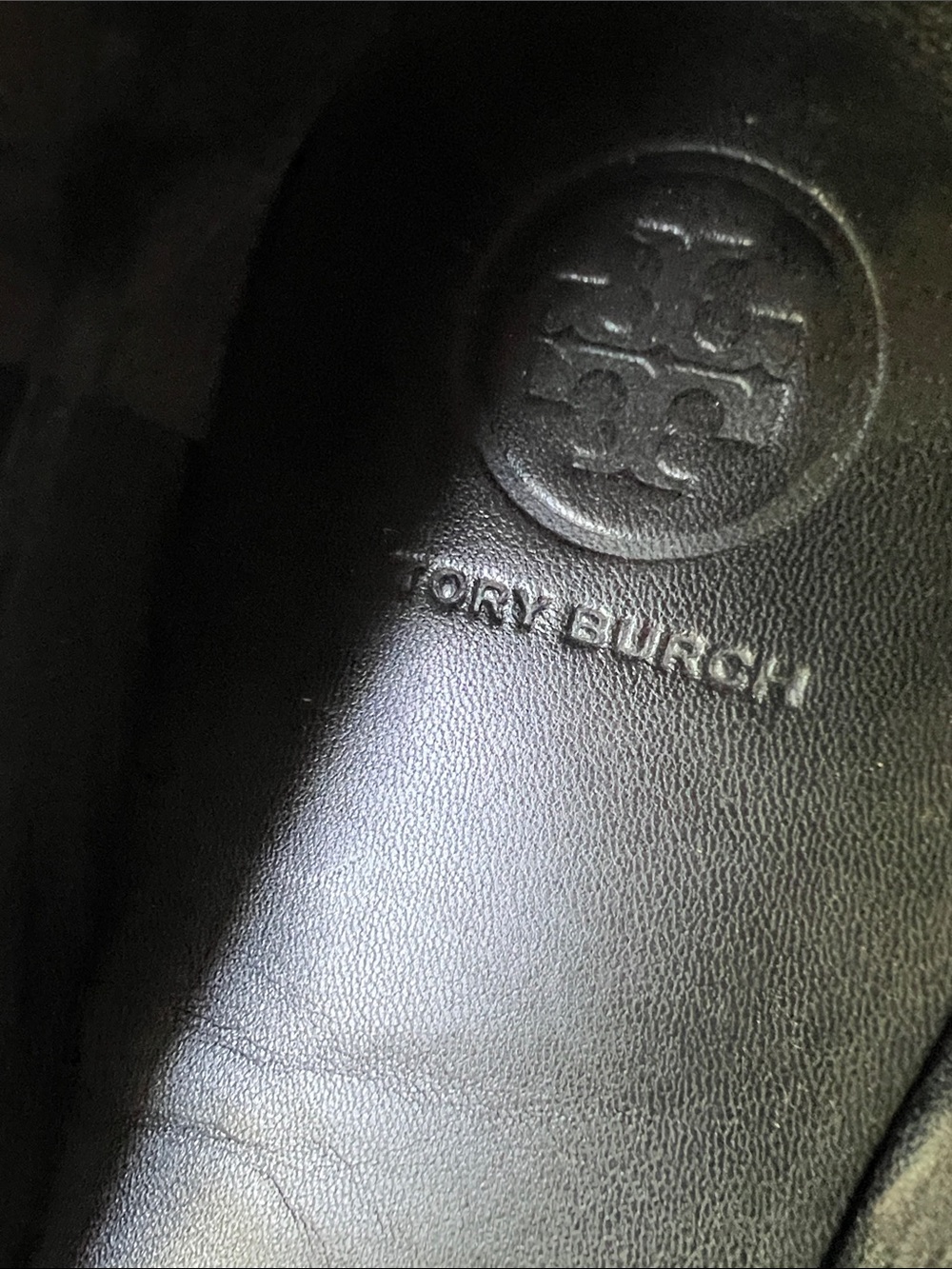 Tory Burch Black Leather Ballet Flats with Gold Logo Medallion - Picture 5 of 5